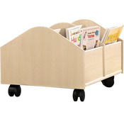 Boekenkist berkenhout, met 4 wieltjes H40 cm