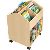 Grote boekenkist berken, met 4 wieltjes H78 cm