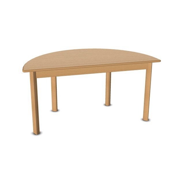 Halfronde Tafel - 120x60 Cm - Massief Beuken Raamwerk - Glijders