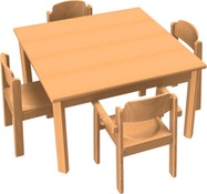Stoel-tafel-combinatie 10 met kunststof glijders