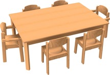 Stoel-tafel-combinatie 9 met kunststof glijders