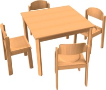 Stoel-tafel-combinatie 4 met kunststof glijders