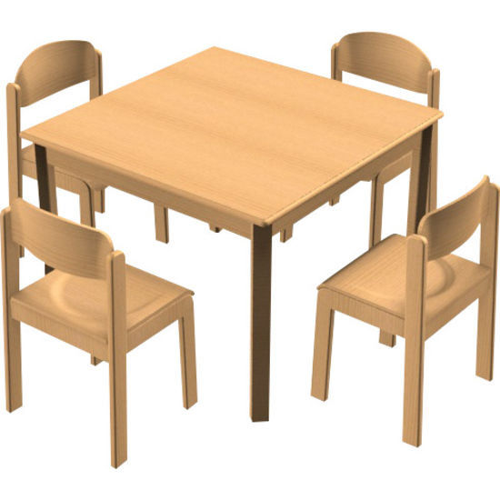 Chair-table Combination 4 Met Vilt Glijders