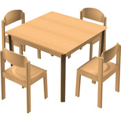 Chair-table combination 4 met vilt glijders