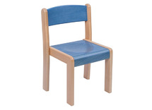 Stoel - Gekleurd - Zithoogte 26 Cm - zithoogte 26 cm - onderstel beuk - zitting appelgroen - per stuk