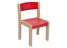 Stoel - Gekleurd - Zithoogte 30 Cm - zithoogte 30 cm - onderstel beuk - zitting blauw - per stuk