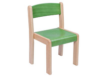 Stoel - Gekleurd - Zithoogte 34 Cm - zithoogte 34 cm - onderstel beuk - zitting groen - per stuk