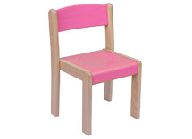 Stoel - Gekleurd - Zithoogte 42 Cm - zithoogte 42 cm - onderstel beuk - zitting rood - per stuk