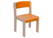 Stoel - Gekleurd - Zithoogte 46 Cm - zithoogte 46 cm - onderstel esdoorn - zitting geel - per stuk