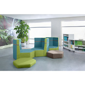 Podium zeshoek met 3 rugleuningen, Kunstleer