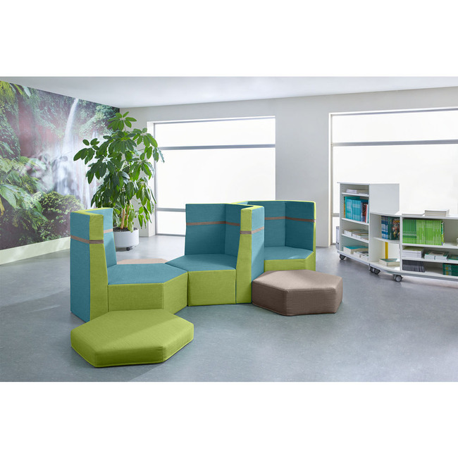 Podium Zeshoek Met 3 Rugleuningen, Kunstleer