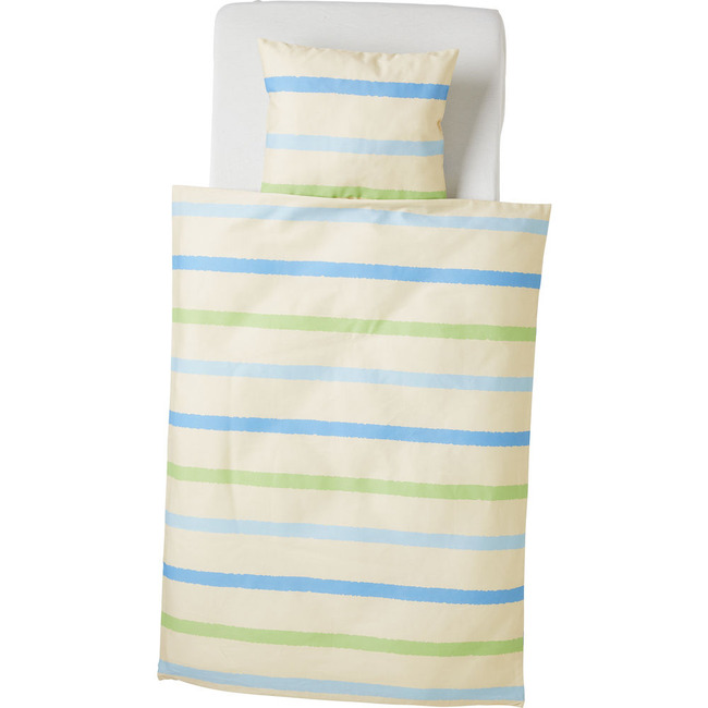 Beddengoed - Set Thema Strepen - Bio - Beige - Kleuterschool -2-delig