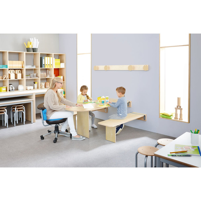 Inklapbare Wandtafel, Hoekig, Met 2 Inklapbare Wandbanken