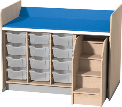 Commode Voor 12 Kunststof Dozen Met Uittrekbare Opstaphulp