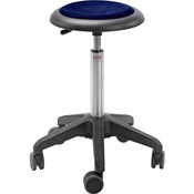 Kruk met wieltjes en rugleuning - kunstlederen overtrek - zithoogte 42-55 cm - blauw