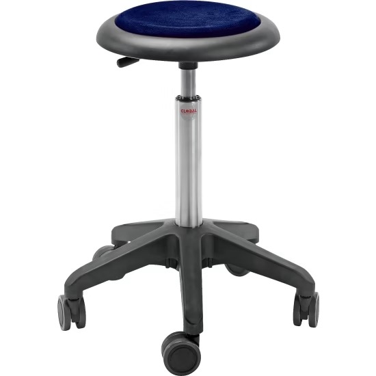 Kruk Met Wieltjes En Rugleuning - Kunstlederen Overtrek - Zithoogte 42-55 Cm - Blauw
