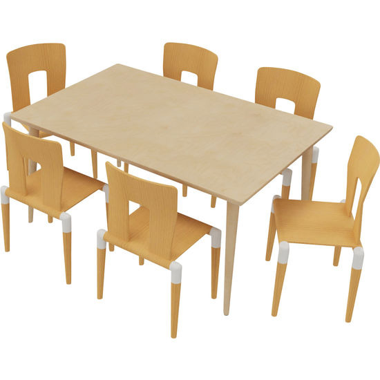 Stoel-tafel-combinatie 9 Kleuterschool, Met Glijders Van Kunststof