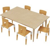 Stoel-tafel-combinatie 9 kinderopvang, met glijders van vilt