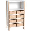Middelhoge kasten - kast met planken en 8 materiaalbakken - smal - hoogte 131,8 cm