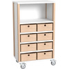 Middelhoge kasten - kast met planken en 8 materiaalbakken - smal - hoogte 131,8 cm