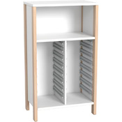 Middelhoge kasten - kast voor 2x8 materiaaldozen en open vak - hoogte 131,8 cm