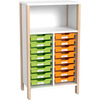 Middelhoge kasten - kast voor 2x8 materiaaldozen en open vak - hoogte 131,8 cm