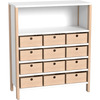Middelhoge kasten - kast met planken en 12 materiaalbakken - breed - hoogte 131,8 cm