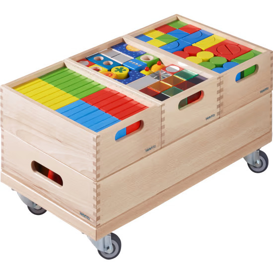 Bouwstenen - Bouwpakket Kar - Kleurrijk - Beukenhout - 279-delig