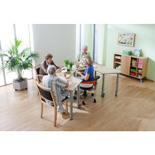 Derde-Cirkeltafel Met Losse Poten Metaal Grijs Met Wielenmix