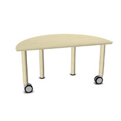 Halfronde Tafel Met Losse Poten Massief Hout Met Wielenmix