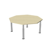 Achthoekige tafel met losse poten metaal grijs rasterverstelling met glijder