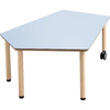Vijfhoektafel Klein Met Losse Poten Massief Hout Met Wielenmix