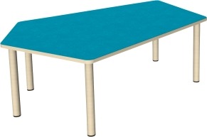 Vijfhoektafel Groot Met Losse Poten Massief Hout Met Glijder