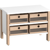 Kast met 4 acryl-materiaalbakken