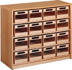 Kast met 16 acryl materiaalbakken
