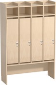 Staande garderobe met 4 vakken deuren links