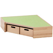 Hoekpodium, klein, met tapijtbekleding