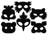 Maskers - karton - krastechniek - set van 6