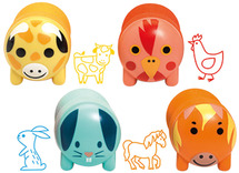 Stempels - Djeco - zelfinktende peuterstempels - boerderijdieren - set van 4