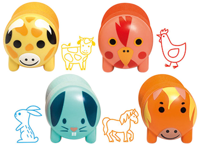 Stempels - Djeco Animaux De La Ferme - Zelfinktende Peuterstempels - Boerderijdieren - Set Van 4