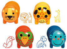 Stempels - Djeco Animaux De La Savane - zelfinktende peuterstempels - savannedieren - set van 4