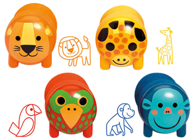 Stempels - Djeco Animaux De La Savane - Zelfinktende Peuterstempels - Savannedieren - Set Van 4