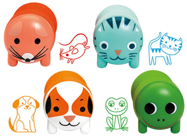Stempels - Djeco Animaux Du Jardin - Zelfinktende Peuterstempels - Huisdieren - Set Van 4