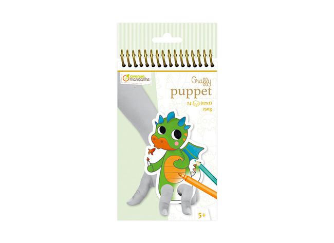 Vingerpopjes - Exaclair Graffy Puppet - Karton - 250 G - Fantasiedieren - Set Van 24