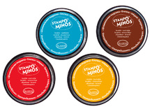 Inktkussens - Aladine Stampo Minos Stampo Colors - 8 cm - stempelen - turkoois, bruin, geel, rood - set van 4 assorti