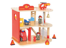 Speelgoed brandweerkazerne - Viga - met accessoires - hout - per set