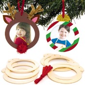 Kerst - hout - fotokaders - kerstbal - ass/10
