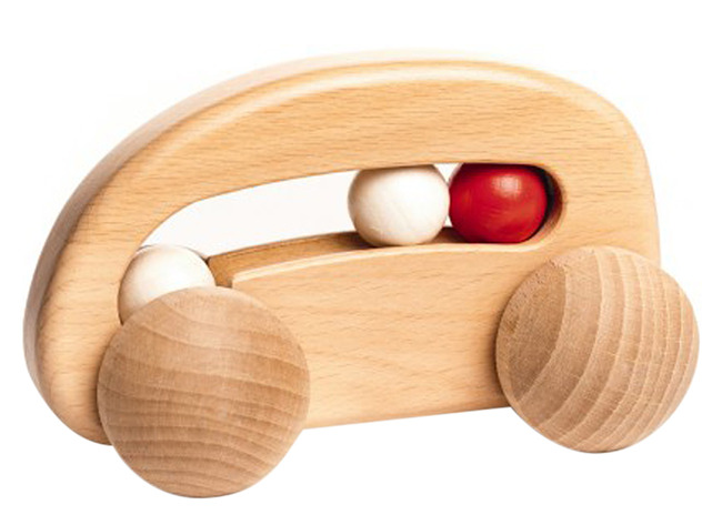 Eerste Speelgoed - Hout - Auto Met Kralen - Per Stuk
