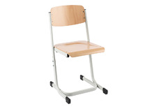 Stoel - Tau - Saxana - Verstelbaar 42 Tot 50 Cm - zithoogte 42/50 cm - onderstel ral 1018 (geel) - rugleuning beuk - per stuk