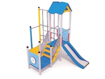 Speeltoestel - active - glijbaanhuisje met platform en klimnet